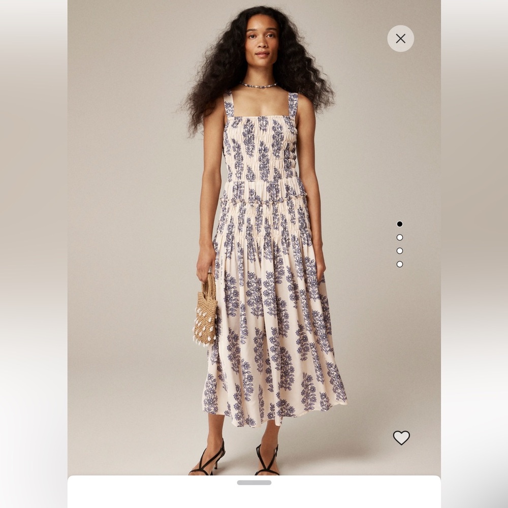 J. Crew NWT Smocked Midi Dress in blooming lilac block print
